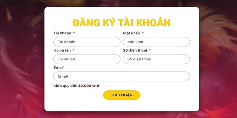 Điền đầy đủ thông tin vào hộp thoại đăng ký SV388